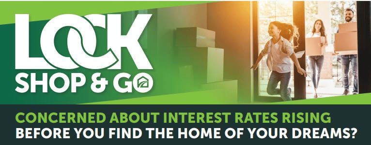 Fairway Mortgage lock, shop, and go program graphic about combating rising interest rates.